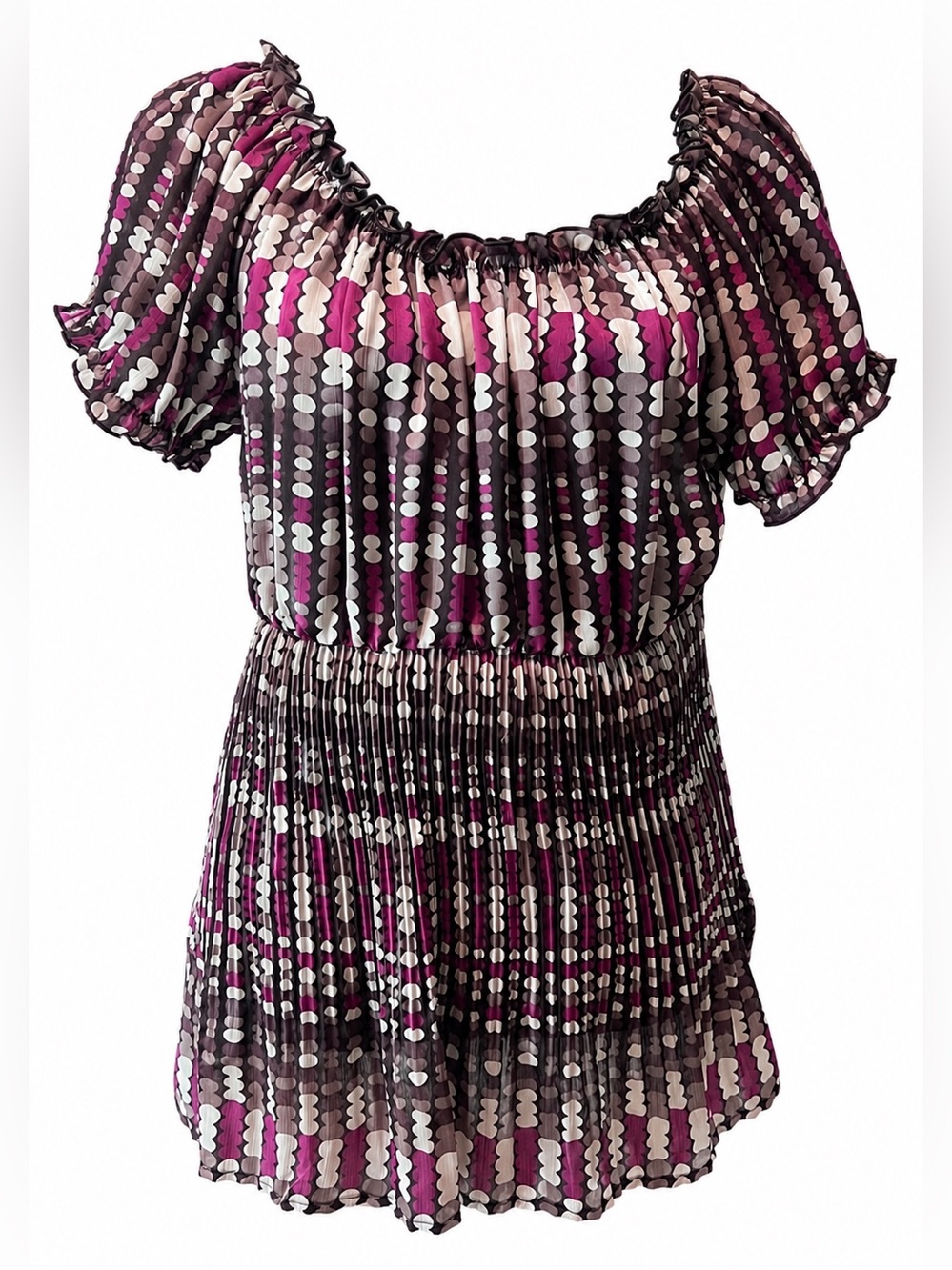 NWOT—Cato Plum Pleated Peasant Top—Size Medium